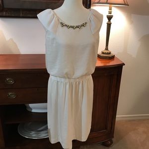 Loft White Dress with neckline detail